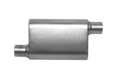 Gibson CFT Superflow Offset/Offset Oval Muffler - 4x9x18in/2.25in Inlet/2.25in Outlet - Stainless