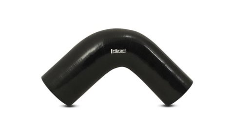 Vibrant 1.5in ID x 2in ID x 4in Long Gloss Black Silicone 90 Degree Transition Elbow