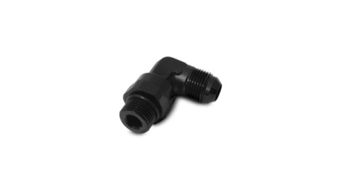 Vibrant -6AN Male Flare to Male -8AN ORB Swivel 90 Degree Adapter Fitting - Anodized Black
