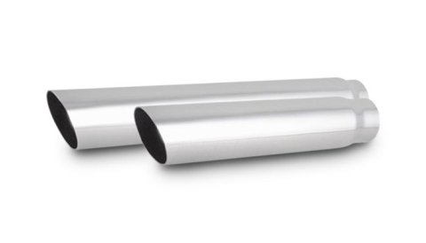 Vibrant 4in Round SS Truck/SUV Exhaust Tip (Single Wall Angle Cut) - 2.5in inlet 20in long