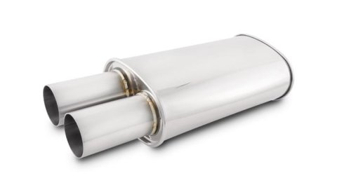 Vibrant Streetpower Oval Muffler w/3.00in Round Straight Cut Tip (2.50in Inlet)