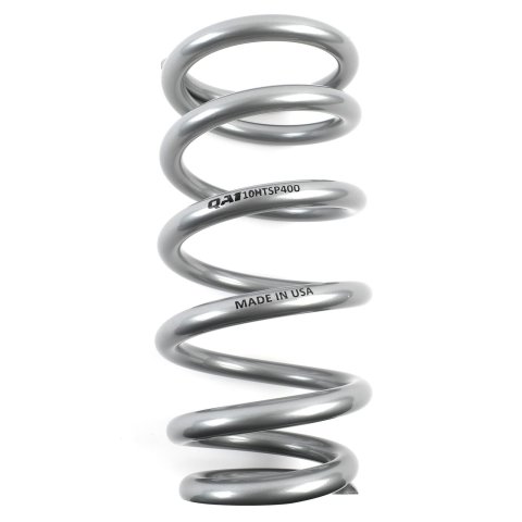 QA1 4-1/8in ID Tapered High Travel Spring - 10in Length x 400lbs/in - Silver Powder Coated