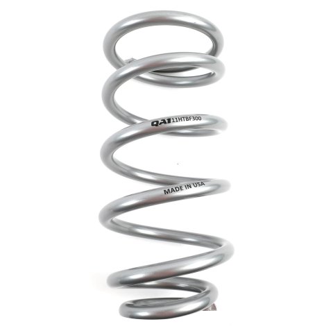 QA1 4-1/8in ID Tapered High Travel Spring - 11in Length x 300lbs/in - Silver Powder Coated