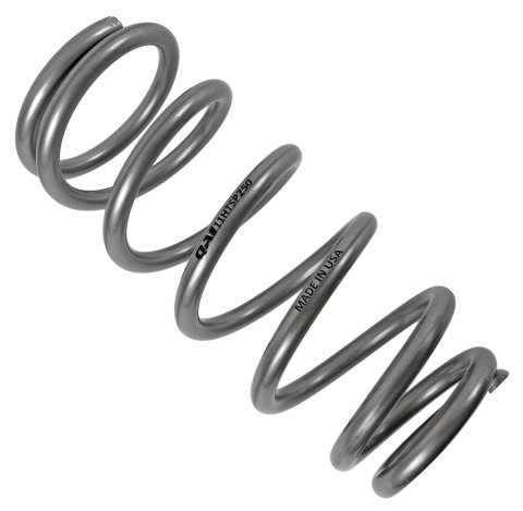 QA1 3-1/2in ID Tapered High Travel Pigtail Spring - 11in Length x 250lbs/in - Silver Powder Coated