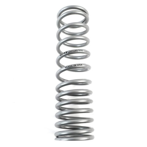 QA1 2-1/2in ID Variable Rate High Travel Spring - 12in Length x 100/200lbs/in - Silver Powder Coated