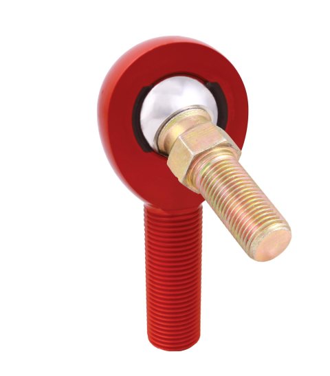 QA1 A Series Endura Rod End - Male/Left Hand - .375in Bore x 3/8-24 w/Stud - Red Aluminum