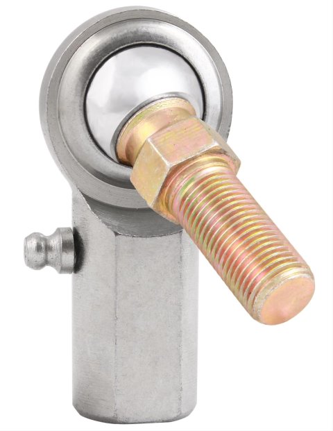 QA1 C Series 2-Pc Rod End - Female/Left Hand - .375in Bore x 3/8-24 w/Stud & Zerk - Carbon Steel
