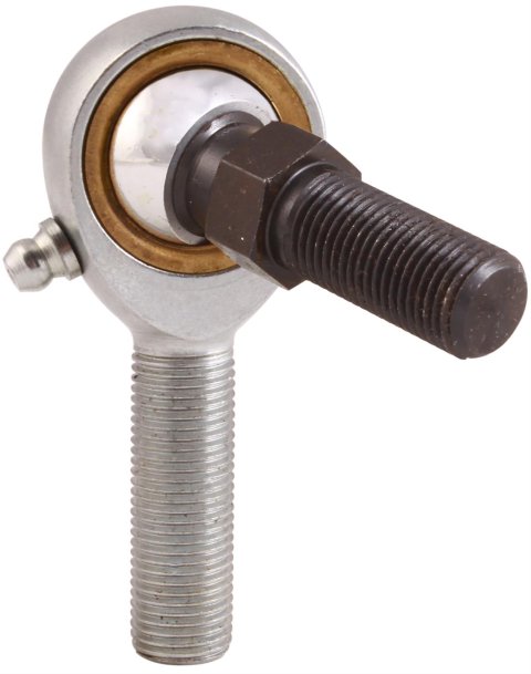 QA1 V Series 3-Pc Rod End - Male/Left Hand - .19in Bore x 3/16-24 w/Stud & Zerk - Carbon Steel