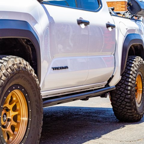 Cali Raised 2024+ Toyota Tacoma Trail Ed Rock Sliders - Double Cab Short Bed/No Kick Out/PowderCoat