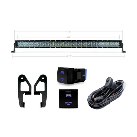 Cali Raised 2024+ Toyota Tacoma Premium Roof Rack Front Light Bar Kit - 42 In White Dual Row OEM Sw