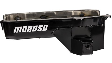 Moroso 80-85 Chevrolet SBC (w/Passenger Side Dipstick) Wet Sump 5.5qt 7.5in Steel Oil Pan - Black