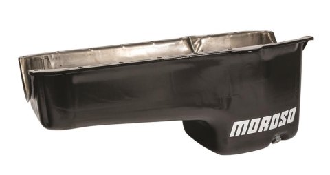 Moroso 80-85 Chevrolet SBC (w/Passenger Side Dipstick) Wet Sump 6qt 8.25in Steel Oil Pan - Blk