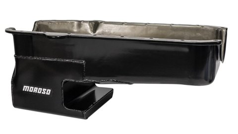 Moroso Pre-80 Chevrolet Small Block (w/Driver Side Dipstick) Wet Sump 6qt 9in Steel Oil Pan - Black