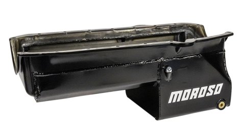 Moroso Pre-80 Chevrolet SBC/Dart Little M Power Pouch Wet Sump 7qt 8.25in Steel Oil Pan - Black
