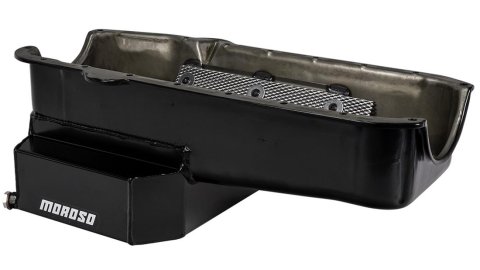 Moroso Pre-80 Chevrolet Small Block (w/2 Pc Seal) Road Race Wet Sump 7qt 7.5in Steel Oil Pan - Black