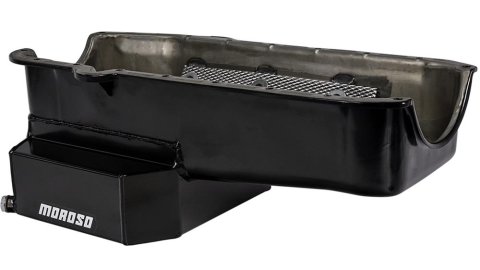 Moroso 80-85 Chevy Small Block/Dart (w/2 Pc Seal) Road Race Wet Sump 7qt 7.5in Steel Oil Pan - Black