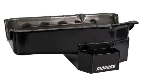 Moroso 86-Up Chevrolet Small Block (w/1 Pc Seal) Road Race Wet Sump 7qt 7.5in Steel Oil Pan - Black