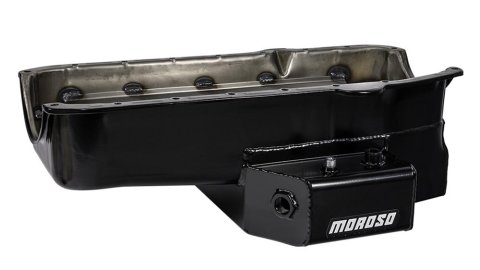 Moroso 80-85 Chevy SBC/Dart (w/2 Pc Seal/Low Clearance) Wet Sump 7qt 7in Steel Oil Pan - Black