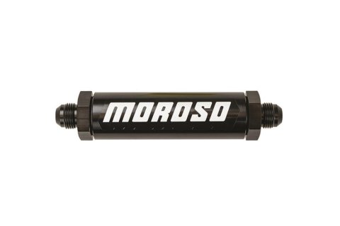 Moroso In-Line Fuel Filter - 6.5in -8An - 40 Micron SS Filter - Aluminum