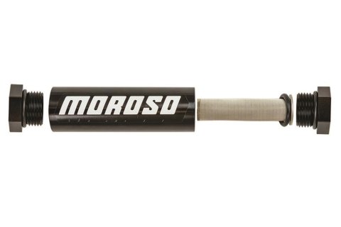 Moroso In-Line Fuel Filter - 5-1/8in - 3/8in NPT - 40 Micron SS Filter - Aluminum