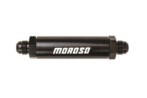 Moroso In-Line Fuel Filter - 6.5in -10An - 40 Micron SS Filter - Aluminum
