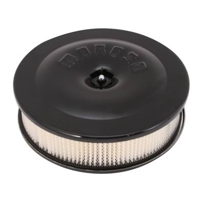 Moroso Race/Street Air Cleaner - 8-1/2in x 2-3/8in Filter - Aluminum - Black Powder Coat