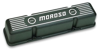 Moroso Chevrolet Small Block Valve Cover - 3.5in - Black Finished Aluminum - Pair