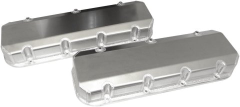 Moroso Chevrolet Big Block Valve Cover w/Billet Rail - No Logo - Exhaust Pockets/Intake Tubes - Alum