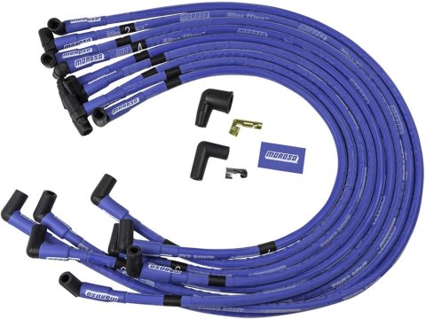 Moroso Chevrolet Big Block Ignition Wire Set - Blue Max - Spiral Core - Sleeved - HEI - 90 Degree