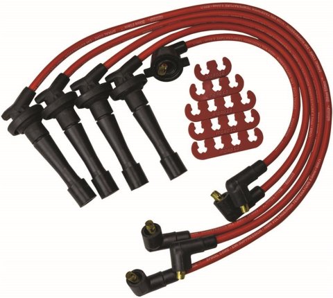 Moroso Custom Ignition Wire Set - Blue Max - Spiral Core - Colored High Temp Wire Separators - Red