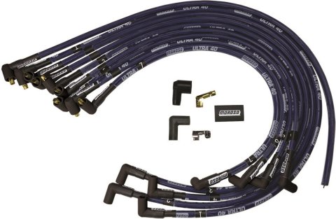 Moroso Chevrolet Small Block Ignition Wire Set - Ultra 40 - Sleeved - Non-HEI - 90 Degree - Blue