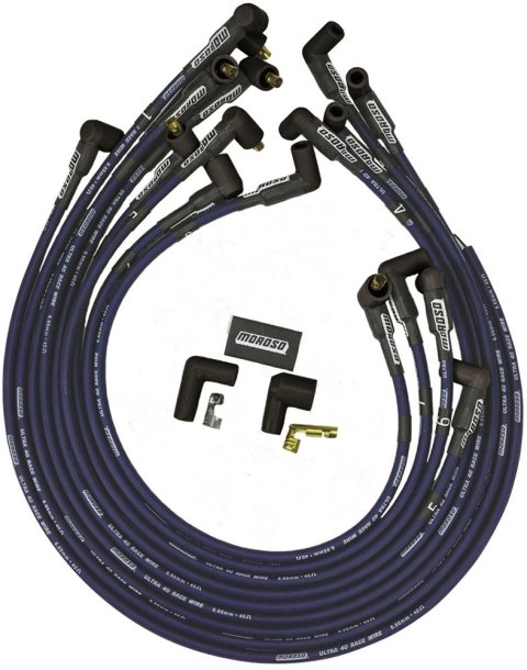 Moroso Chevrolet Small Block Ignition Wire Set - Ultra 40 - Unsleeved - Non-HEI - Under Header -Blue