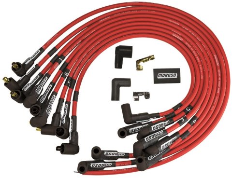 Moroso Chevrolet Small Block Ignition Wire Set - Ultra 40 - Unsleeved - Non-HEI - Over Valve - Red