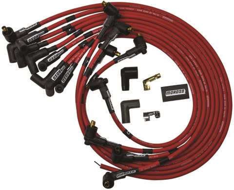 Moroso Chevrolet Small Block Ignition Wire Set - Ultra 40 - Unsleeved - Non-HEI - Under Header - Red