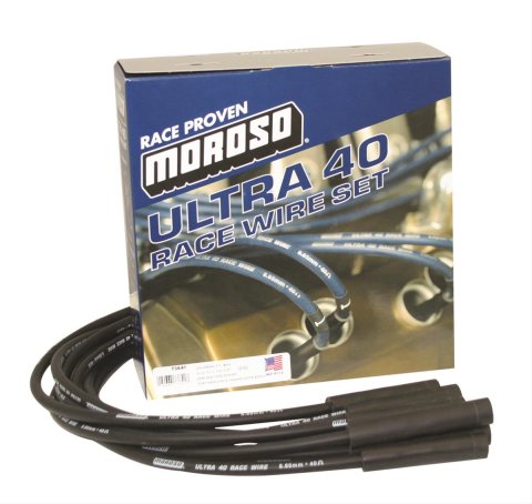 Moroso Universal/Mopar/Chrysler (w/Hemi Heads) Ignition Wire Set - Ultra 40 - Black