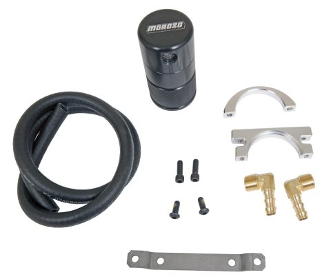 Moroso Universal Air/Oil Separator Catch Can - Small Body w/o Drain - Billet Aluminum - Black Finish