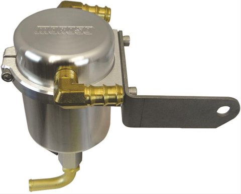 Moroso 15-Up Dodge Challenger 5.7/6.4L (w/Shaker Hood) Air/Oil Separator Catch Can - Billet Aluminum