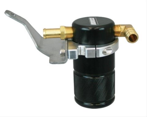 Moroso 07-11 Jeep 3.8L JK Air/Oil Separator Catch Can - Small Body - Billet Aluminum - Black Finish