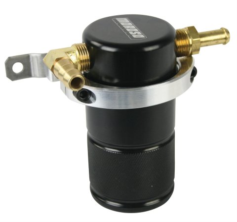 Moroso 15-17 Ford Mustang GT Air/Oil Separator Catch Can - Small Body - Billet Aluminum - Black