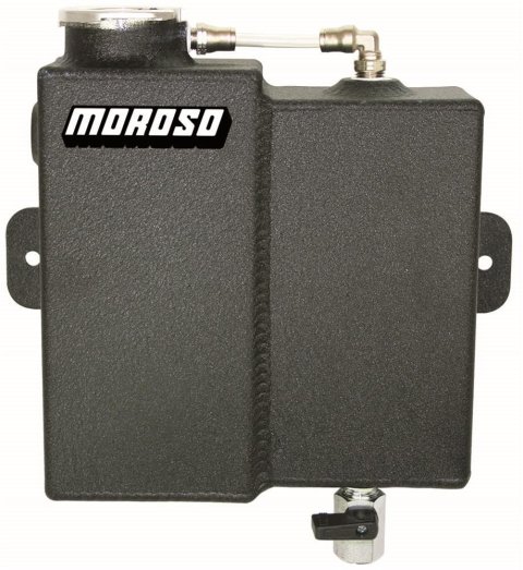 Moroso Universal Dual Coolant Expansion/Recovery Catch Tank - Black Powder Coat