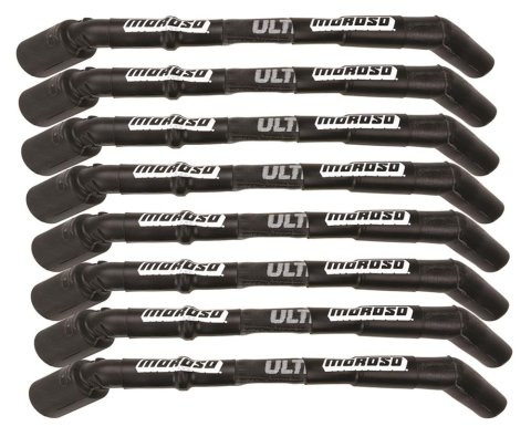 Moroso GM LS Ultra 40 Custom Fit Sleeved Ignition Wire Set 8in 135 Deg Boots - Black