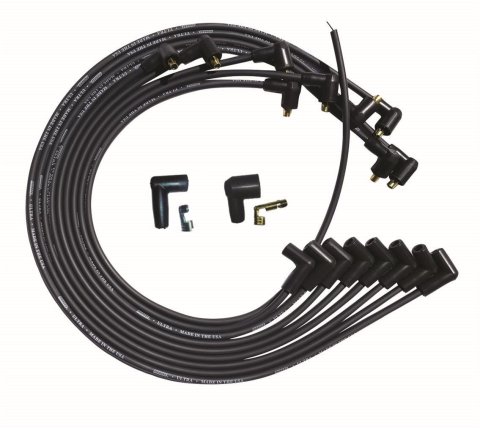 Moroso SBC Under Header 90 Deg Plug 90 Deg Non-HEI Unsleeved Ultra Spark Plug Wire Set - Black