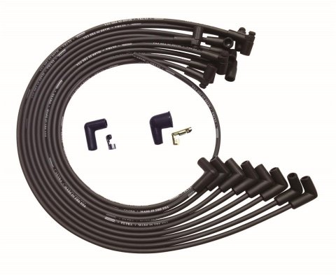 Moroso BBC Under Header 90 Deg Plug HEI Dist. Unsleeved Ultra Spark Plug Wire Set - Black