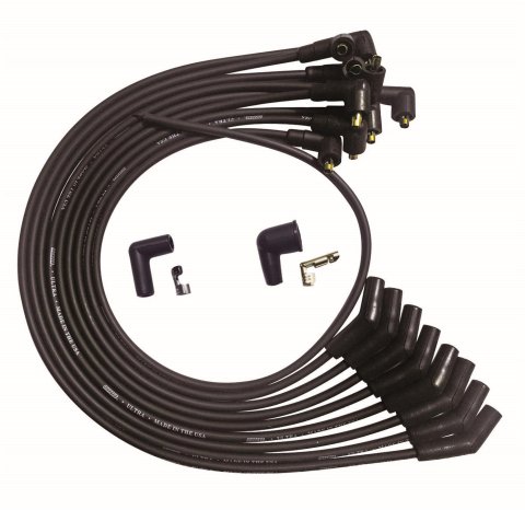 Moroso SB Ford 351W Unsleeved 135 Deg Plug End Non-HEI Ultra Spark Plug Wire Set - Black