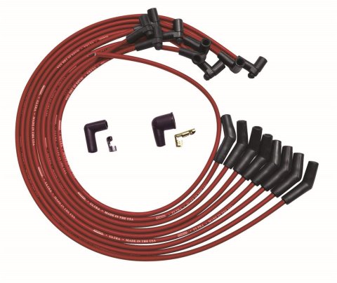 Moroso BBC Under Header 135 Plug Boots HEI Ultra Spark Plug Wire Set - Red