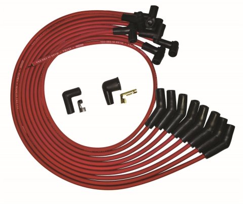 Moroso SB Ford 351W 135 Deg Plug Boots HEI Ultra Spark Plug Wire Set - Red