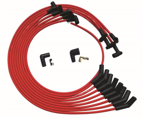 Moroso SBC Under Header 135 Deg Plug HEI Ultra Spark Plug Wire Set - Red