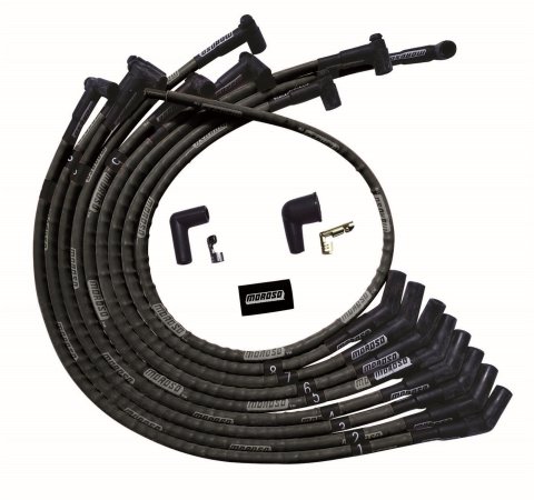 Moroso SB Ford Sleeved 135 Plug HEI Ultra Spark Plug Wire Set - Black