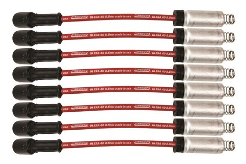 Moroso GM LS/LT 8.5mm Ultra 40 11in Long Wire Set w/Alum Heatshield - Red