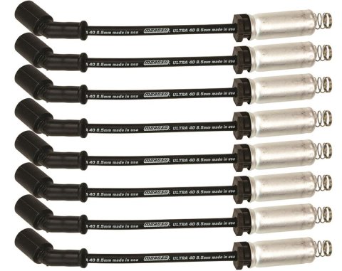 Moroso GM LS/LT 8.5mm Ultra 40 9.75in Long Wire Set w/Alum Heatshield - Black